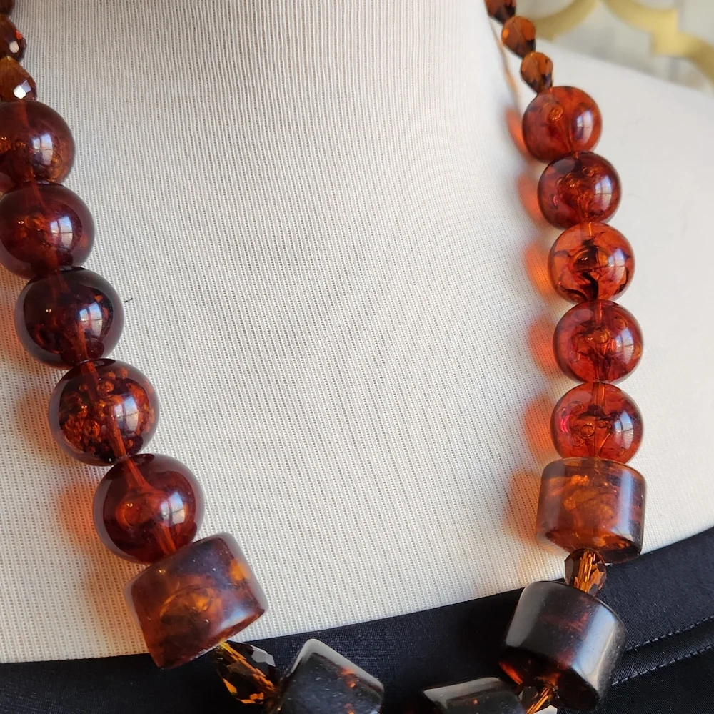 ✨️Chunky Vintage Brown Lucite Necklace - Tortoiseshell✨️ - Picture 14 of 15